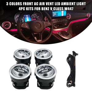 3 Colors Front AC Air Vent LED Ambient Light 4PC Kits For Benz V Class W447 - Foto 1 di 12