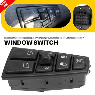 Power Window Switch Front Left For 2004-2017 Volvo VNL 2004-2015 Volvo VHD - Image 1 of 4