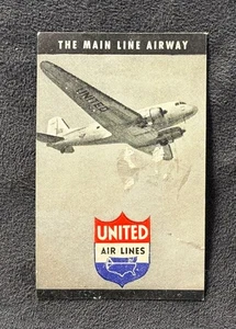 UNITED AIR AIR LINES SMALL  LUGGAGE~AIR MAIL LABEL~LARGE PLANE IN SKY - Picture 1 of 2