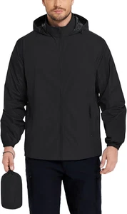 Chaqueta de Lluvia para Hombres Ligera Impermeable Embalable Chaqueta con Cáscara de Lluvia con - Imagen 1 de 12