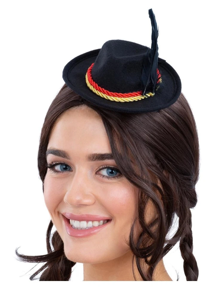 Smiffys Mini Sombrero Trenker Bávaro, Negro con Pinzas para el Pelo, Papelería de Fiesta Elegante  Foto 1 de 1