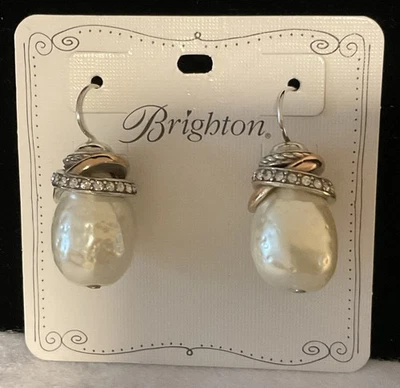 OH TAN ELEGANTE NUEVO CON ETIQUETAS ANILLOS BRIGHTON NEPTUNO PERLAS LÁGRIMA PENDIENTES ALAMBRE FRANCÉS Foto 1 de 4