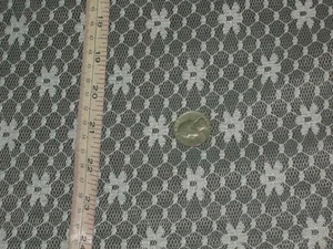 White tulle lace fabric floral hexagon meshed soft material 2 yards x  63"wide - Picture 1 of 1