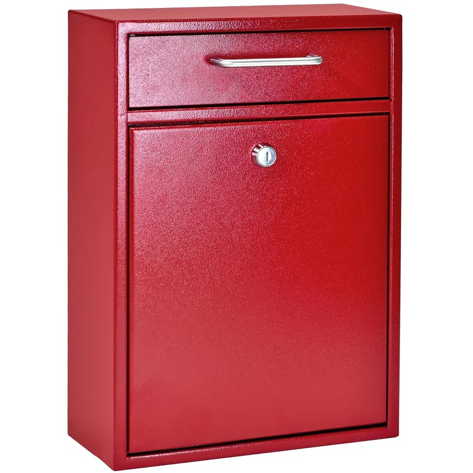 Mail Boss 7426 High Security Steel Locking Wall Mounted Mailbox Office Red