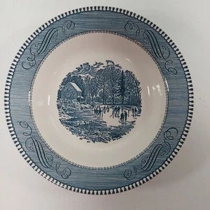 Currier und Ives Royal China blau Suppenschüssel Frühwinter - Bild 1 von 6
