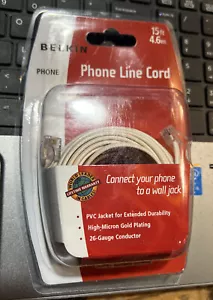 Belkin F8V100-15-IV Phone Line Cord 15’ 4.6m — 2 Line Phone Compatible - 15 Feet - Picture 1 of 5