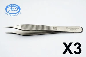 3xMicro Adson4.75" MicroDressing Forceps Serrated Tweezers Surgical instruments - Picture 1 of 17