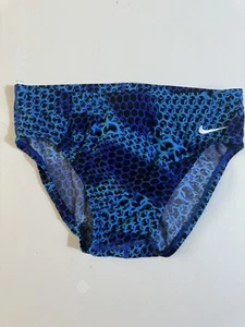 NIKE SOLID Blue POLYESTER HYDRASTRONG COMPETITION Men SWIM BRIEFS Sz 28 - Picture 1 of 6