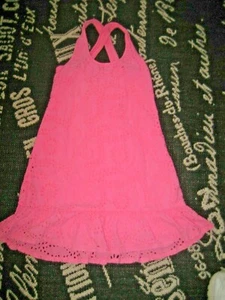 Girls 10 Pink Eyelet ELLA MOSS Lined DRESS Ruffle Hem Criss Cross Back LINED Sun - Picture 1 of 11