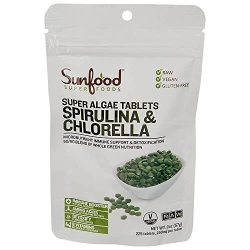 Sunfood Raw Spirulina Chlorella , 50/50 Blend, Chlorophyll Rich  250 mg/