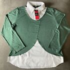 Rosegal Women?s White Green Shirt Accent Size 2XL Vest Over Shirt Look New