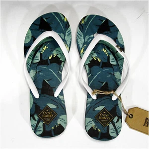 Freewaters Jess Womens Flip Flop Sandal - Green Leaves and White (Size 9) - Picture 1 of 4