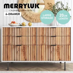 Merryluk Chelsea 6 Drawers Chest of Drawers Tallboy Dressers Bedroom Furniture - Picture 1 of 7