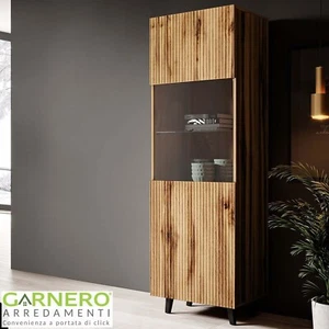 Vetrinetta da terra industrial design moderno soggiorno 60x183cm quercia ESSENCE - Foto 1 di 8