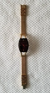 Anne Klein Gold Tone Watch 10/8030 Black Dial Mesh Band 6" Max Size New Battery - Picture 1 of 4