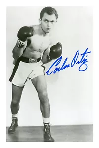 Póster impreso fotográfico firmado por Carlos Ortiz autógrafo boxeo - Imagen 1 de 1