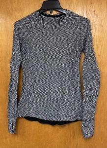 Lululemon Runderful Long Sleeve Spaced Out Space Dye Top Black White Women's 8 - Picture 1 of 4