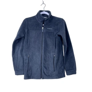 Columbia Black Full Zip Fleece Jacket Mock Neck Youth Large 14-16 - Picture 1 of 4