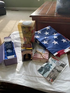 VINTAGE PATRIOTIC US MILITARY LOT, FLAG, COASTERS, COASTGUARD PAPERWEIGHT ETC - Picture 1 of 17