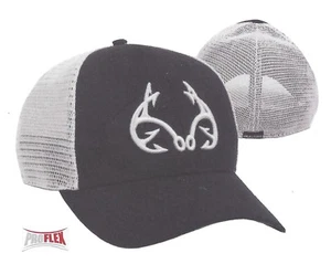 PROFLEX Fitted L/XL Realtree FISHING MESH Back Embroidered Hooks Logo Black Hat - Picture 1 of 3