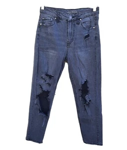 Wild Fable Women's Distressed High Rise Mom Jeans Size 0 Stone Wash Black - Picture 1 of 6