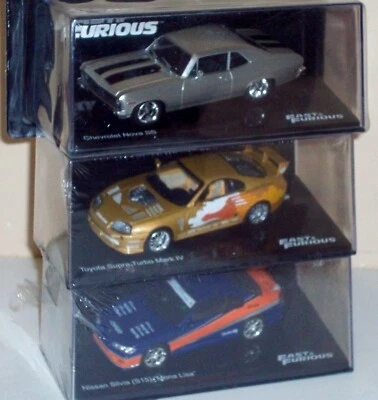 SET 3x IXO/ALTAYA 1/43 "Fast&Furious" TOYOTA SUPRA+NISSAN SILVIA+CHEVROLET NOVA - Immagine 1 di 4