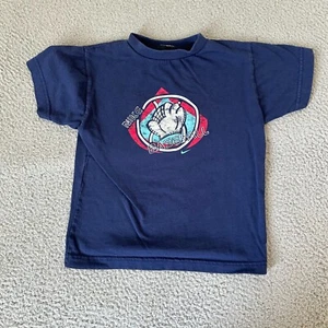 Vintage Nike Shirt Boys Size 7 Large Blue 90s Youth Tee Baseball Glove - Picture 1 of 10
