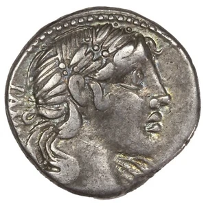 République romaine VIBIA Denier 90 av. JC Apollon Minerve argent RRC.342 /5b - Foto 1 di 2