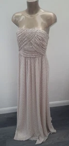 AX Armani Exchange Maxi Dress 8 Long Gown Strapless Chiffon Natural Beige - Picture 1 of 6