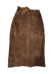 VTG Brown 100% Leather Maxi Skirt Size 12 - Picture 1 of 6