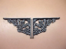 Vintage Pair of Small Iron Shelf Brackets 7" x 5" Ornate w/Oak Leaves & Acorns