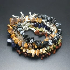Wholesale 24pcs lots Jewelry GEMSTONE Crystal Chip Beaded Silver P BRACELETS - Picture 1 of 57