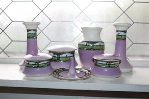 Antico set vanità porcellana art deco 10 pezzi anni 20 - Foto 1 di 9