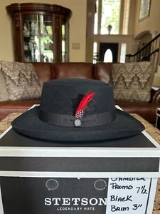 Stetson Gambler Promo Black (Flaw) 7 1/2 Unique Western Style! - Picture 1 of 8