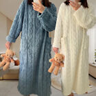Coral Velvet Jacquard Women Nightgown Winter Pajamas Warm Nightdress Sleepwear