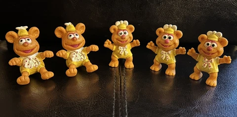 Vintage Lot 5 Muppet Babies Toy Fozzie Bear Mini Figures Yellow Suit 1986 1990 Cover