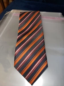 Berlioni TIE Striped Microfiber Made in Italy, Designer Tie, Brown/orange, - Picture 1 of 6