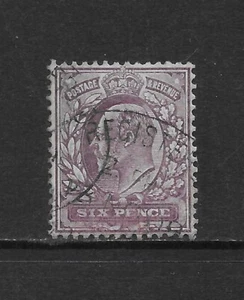 GREAT BRITAIN SCOTT 135 USED FINE - 1902 6p PL DL VIOLET - EDWARD VII ISSUE  (H) - Picture 1 of 2