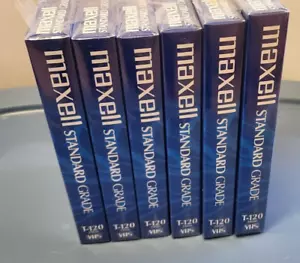 6 Maxwell Blank Tapes VHS T-120 VCR Video Cassette Standard Grade 6 Hour Sealed - Picture 1 of 3