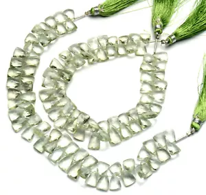 Natural Gem Brazil Prasiolite 11x7mm Size Faceted Triangle Briolette 9" Strand - Picture 1 of 2