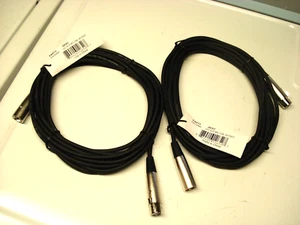 TWO 20' MICROPHONE CABLE. Black Pro Audio 3-Pin XLR. Black guitar drum - Picture 1 of 2