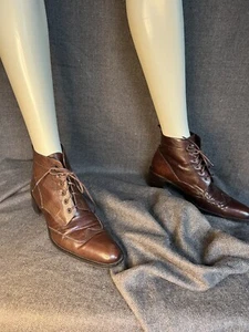 Stiefelten Leder braun Damen 39 Madeleine neuwertig geschnürt klassisch - Bild 1 von 8