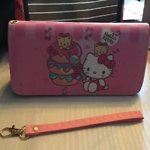 Niedliche Mädchen Hello Kitty Geldbörse Geldbörse Clutch Tasche 6 Zoll Riemen NEU - Bild 1 von 4