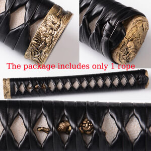 4M Genuine Leather Black Ito Sageo Cord Rope for Japanese Katana Sword Tsuka