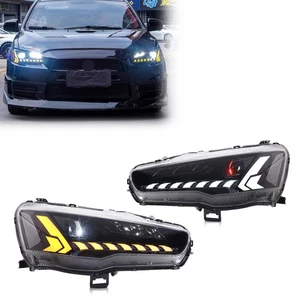 LED Headlights for Mitsubishi Lancer 2008-2020 EVO X Front Lamps Pair Assembly - Bild 1 von 5