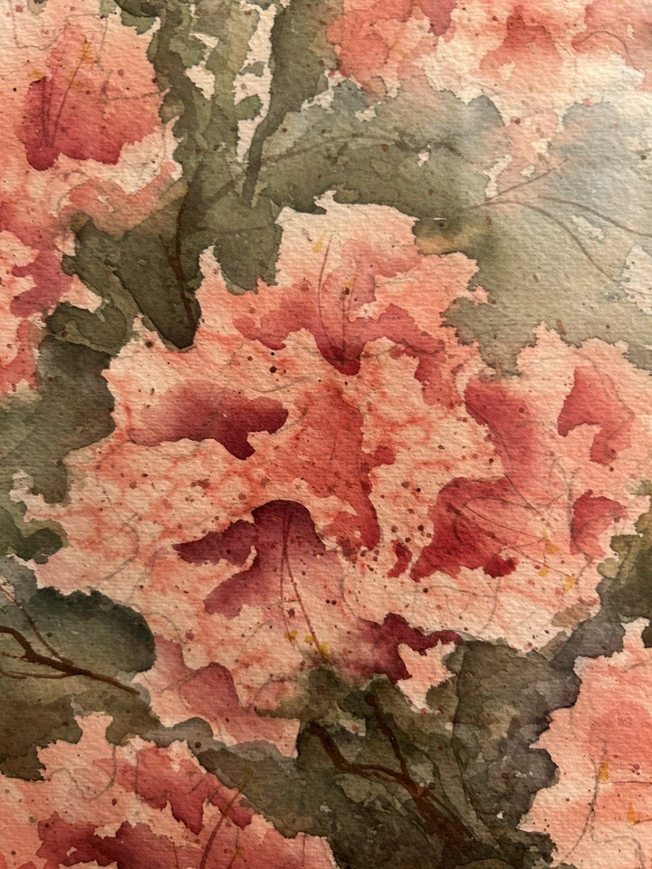 Stunning Vintage Floral Original Watercolor in Antique Frame Under Glass - Image 1 of 4