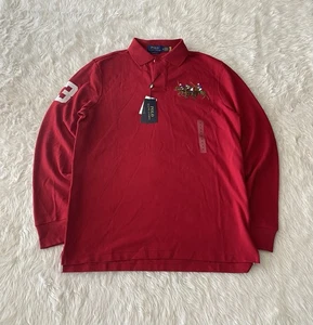 Camisa Polo Ralph Lauren Manga Larga Para Hombre Mediana Big Pony Estampada Nueva Con Etiquetas - Imagen 1 de 9