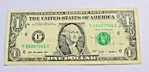 Federal Reserve One Dollar Bank Note ~Ladder Numbers -Rear will Read "12345678" - Picture 1 of 3