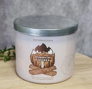 Bath & Body Works Pumpkin S'Mores 3-Wick Candle 14.5 Oz FREE SHIP NEW - Picture 1 of 6