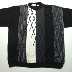 Suéter De Colección Pronto Uomo Hombres XXL Negro Gris Blanco Tejido Geométrico Hip Hop Pullover - Imagen 1 de 17